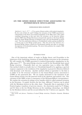 On the Mixed Hodge Structure Associated to Hypersurface Singularities