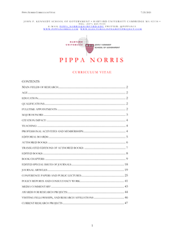 Curriculum Vita Pippa Norris