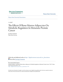 The Effects of Bone Marrow Adipocytes on Metabolic Regulation in Metastatic Prostate Cancer" (2017)