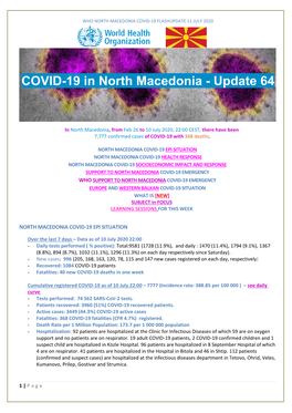 Who North Macedonia Covid-19 Flashupdate 11 July 2020