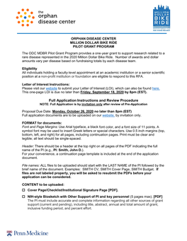 Full Application Instructions and Review Procedure NOTE: Full Application Is by Invitation Only After Review of Pre-Application