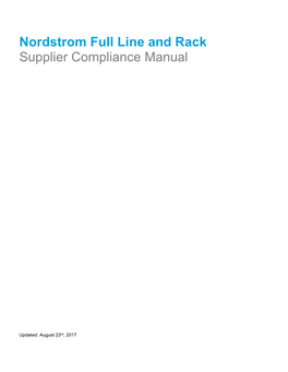 Nordstrom Full Line and Rack Supplier Compliance Manual