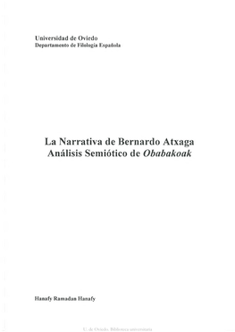 La Narrativa De Bernardo Atxaga Análisis Semiótico De Obabakoak