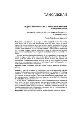 Mujeres Morelenses En La Revolución Mexicana Un Enfoque De Género