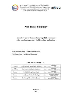 Phd Thesis Summary