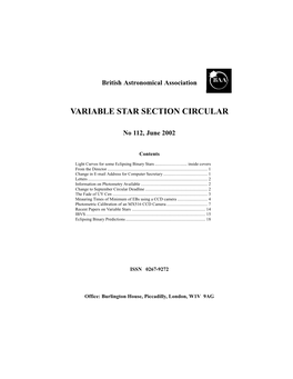 Variable Star Section Circular