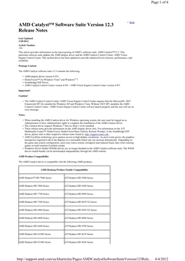 AMD Catalyst™ Software Suite Version 12.3 Release Notes