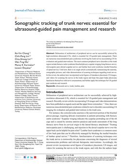 Sonographic Tracking of Trunk Nerves: Essential for Ultrasound-Guided Pain Management and Research