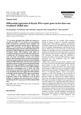 Differential Expression of Thymic DNA Repair Genes in Low-Dose-Rate Irradiated AKR/J Mice