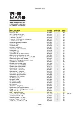 Stock DECEMBER 2020