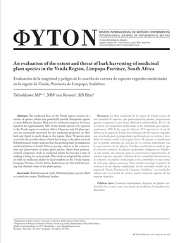 An Evaluation of the Extent and Threat of Bark Harvesting of Medicinal Plant Species in the Venda Region, Limpopo Province, South Africa