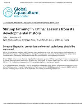 Shrimp Farming in China: Lessons from Its Developmental History « Global Aquaculture Advocate