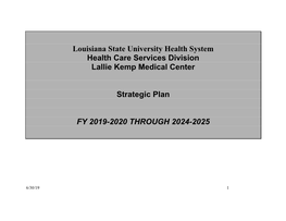 Strategic Plan Lallie Kemp Medical Center FY2019-2020.Pdf