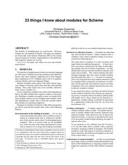 23 Things I Know About Modules for Scheme
