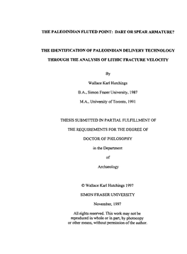 The Paleoindian Fluted Point: Dart Or Spear Armature?