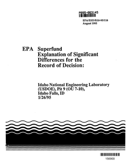 Idaho National Engineering Laboratory (USDOE), Pit 9 (OU '·10), Idaho Falls, ID 1/26/95 ~ (-