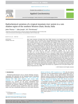 Hydrochemical Variations of a Tropical Mountain River System in a Rain