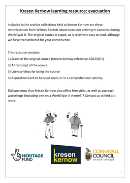 Kresen Kernow Learning Resource: Evacuation