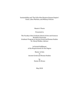 Sustainability and ‘The Fall of the Western Roman Empire’: Grain, Labor Markets, and Military Policies