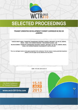 Transit Oriented Development Forbrt Corridor in Rio De Janeiro