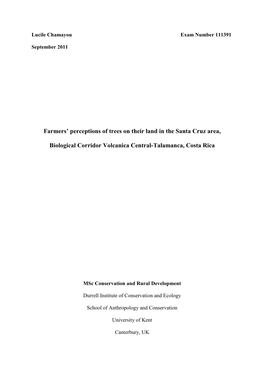 Farmers' Perceptions of Trees on Their Land in the Santa Cruz Area, Biological Corridor Volcanica Central-Talamanca, Costa