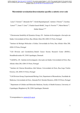 Microtubule Tyrosination/Detyrosination Specifies a Mitotic Error Code