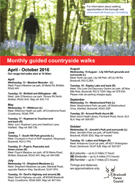 Monthly Walks with the Rangers Apr16