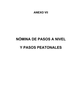 Nómina De Pasos a Nivel Y Pasos Peatonales