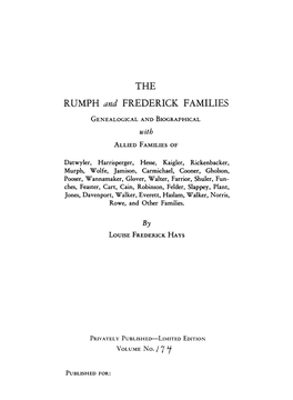 THE RUMPH and FREDERICK FAMILIES