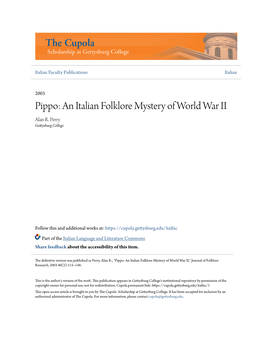 An Italian Folklore Mystery of World War II Alan R