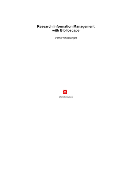 Research Information Management with Biblioscape