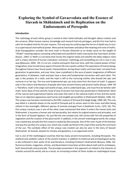 Exploring the Symbol of Gavaevodata and the Essence of Siavash in Shāhnāmeh and Its Replication on the Embossments of Persepolis