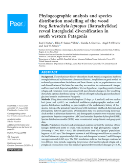 Phylogeographic Analysis and Species Distribution