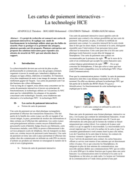 Les Cartes De Paiement Interactives – La Technologie HCE