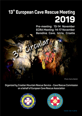 Third Circular for the 13Th European Cave Rescue Meeting 2019