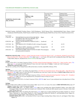 TAILORMADE PEDIGREE for SPORTING CHANCE (GB)