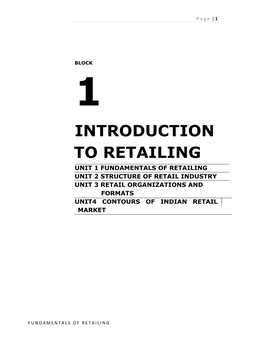 Introduction to Retailing