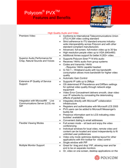 Polycom PVX Audio and Video Conferencing