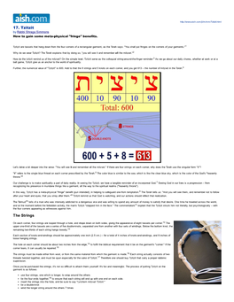 17. Tzitzit by Rabbi Shraga Simmons How to Gain Some Meta­Physical "Fringe" Benefits