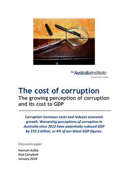 The Cost of Corruption the Growing Perception of Corruption and Its Cost to GDP