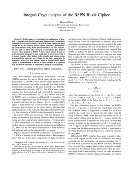 Integral Cryptanalysis of the BSPN Block Cipher