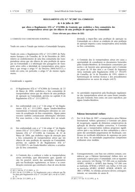 No 787/2007 DA COMISSÃO De 4 De Julho De 2007 Que Altera O Regulamento