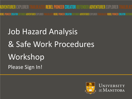 Job Hazard Analysis & Safe Work Procedures Workshop