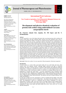 Development and Physico-Chemical Evaluation of Protein Rich Cookies