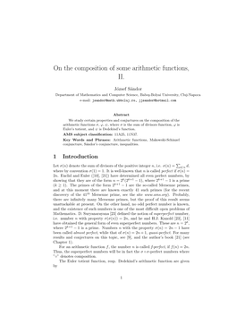 On the Composition of Some Arithmetic Functions, II