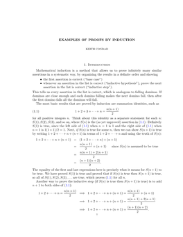 Examples of Proofs by Induction