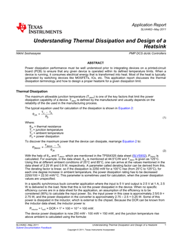 Understanding Thermal Dissipation and Design of a Heatsink Nikhil Seshasayee