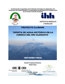 Proyecto Illimani “Oferta De Agua Histórica En