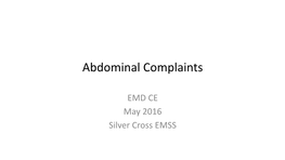 Abdominal Complaints