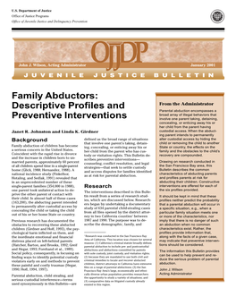 Family Abductors: Descriptive Profiles and Preventive Interventions